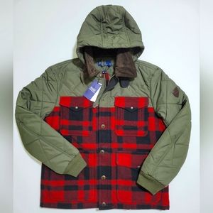 Polo Ralph Lauren Hybrid Utility Buffalo Plaid Wool Quilted Jacket Men Large